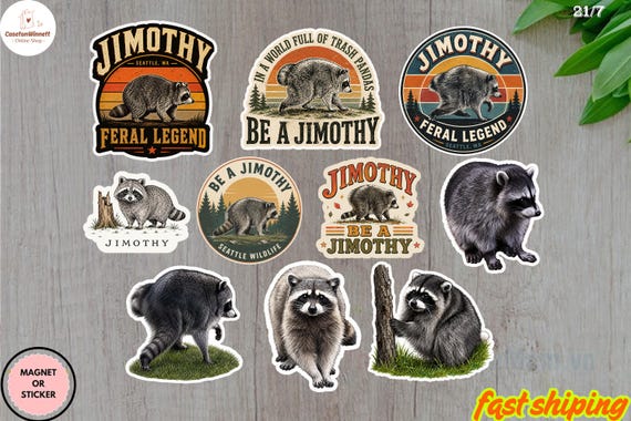 100 Pcs Funny Raccoon Jimothy Sticker pack, Viral Seattle Raccoon  decal, Funny Meme raccoon viral gift