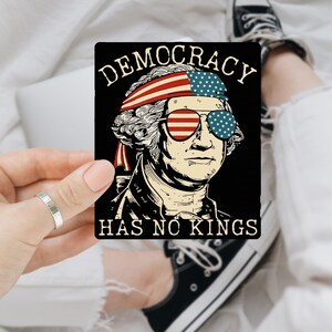 Democarcy No Kings In America Anti Trump Sticker/Car Magnet, Anti Fascism Sticker for Democrats & Liberals, Protect Democracy Bumper Magnet