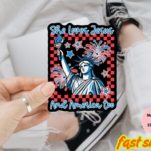 Sie liebt Jesus und Amerika auch 4. Juli Aufkleber / Automagnet, 4. Juli Aufkleber, christlicher 4. Juli Aufkleber, Amerika braucht Jesus Aufkleber