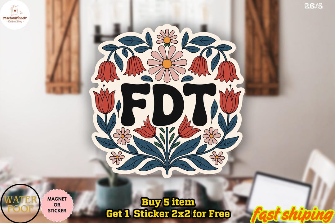 Fdt Sticker FDT Floral Sticker/car Magnet, Feminist Protest Laptop Sticker, Retro ...