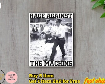 Bernie Sanders, pegatina/imán para coche de la gira Lucha contra la oligarquía, camiseta de activismo político, foto de arresto de 1963, Rage Against The Machine, Resistencia