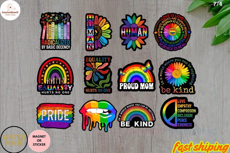 LGBT Stickers Sheet, Pride Month Sticker, LGBT Gift, Waterproof Vinyl ...