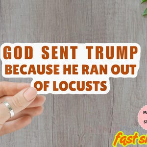 God sent trump because he ran out of locusts Sticker, Anti-Donald Trump Anti-Maga Sticker Decal Vinyl for water bottle, laptop, car Magnet