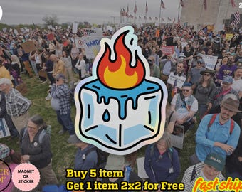 Subtle Anti ICE Sticker/Car Magnet, Ice Melting Decal, Satire Anti Trump Protest Sticker, No Human Is Illegal | Protect Immigrants