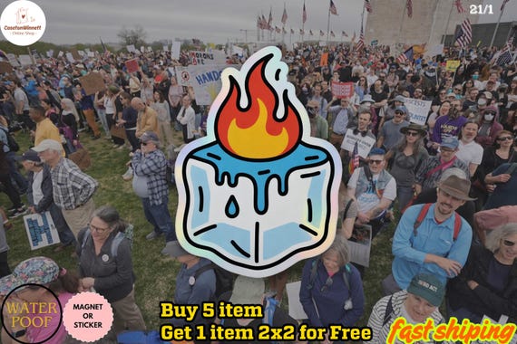 Subtle Anti ICE Sticker/Car Magnet, Ice Melting Decal, Satire Anti Trump Protest Sticker, No Human Is Illegal | Protect Immigrants