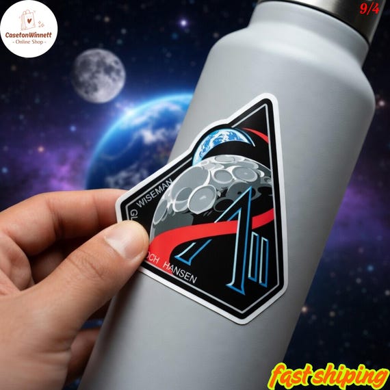 Artemis II NASA Patch Sticker Sheet, Retro Space Logo, Waterproof Vinyl Decal