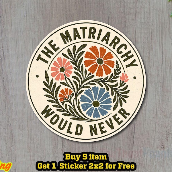 Adesivo/Ímã de Carro "O Matriarcado Jamais" - Decalque Floral Feminista Inspirado em Matisse