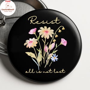 Resist Pinback Button, Feminist Pins, Political Protest Badge, Activist Button Pin, Punk Rock Accessory, Resistance Gift, Anti Trump Pin