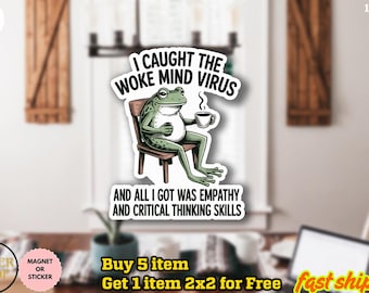 Anti-Trump Frog Sticker/Car Magnet,  Political Leftist Vinyl Decal, Green Frog Meme Sticker, Anti ICE Sticker, Portland Frog STicker