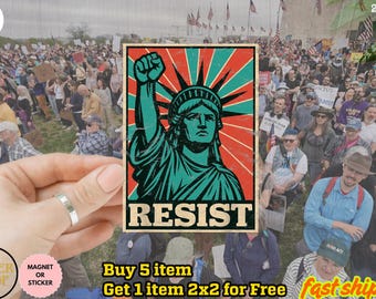 Anti-Trump Sticker/Car Magnet, Social Justice Stickers, Pro Immigration Activists Resist Waterproof Vinyl Stickers Die-cut Laptop Gifts