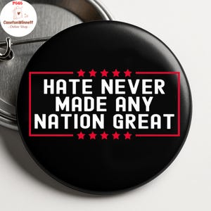 Retro Boho Blumenhass gemacht nie eine Nation Tolle Anti-Trumpf-Pin-Knöpfe in 3 Größen, Wahl 2024 Pin für Frieden, Pro Democracy Button