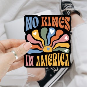 No Kings In America Anti Trump Sticker/ Car Magnet, Anti Fascism Sticker for Democrats & Liberals, Protect Democracy Bumper Magnet