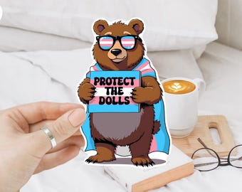 Adesivo/Ímã de Carro "Proteja as Bonecas", Adesivo de Vinil "Proteja Crianças Trans", Adesivo LGBTQ+, Adesivo de Igualdade, Adesivo de Orgulho Trans, Direitos Humanos