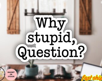 Why Stupid Question Sticker/Car Magnet, Project Hail Funny Space Quote Sticker
