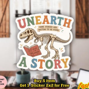 Pegatina/Imán para coche de dinosaurio lector, regalo para lectores, pegatina divertida, vinilo adhesivo