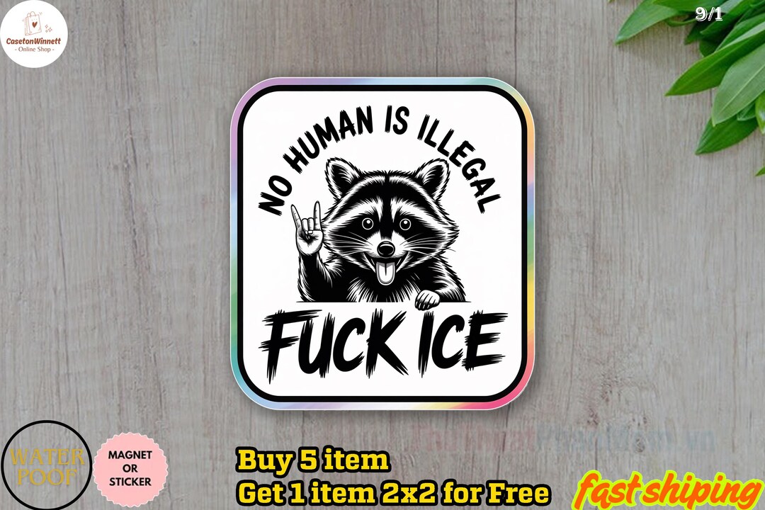 Fuck ICE Sticker, Anti ICE Decal, Raccoon Protest Sticker, Anti Fascist ...