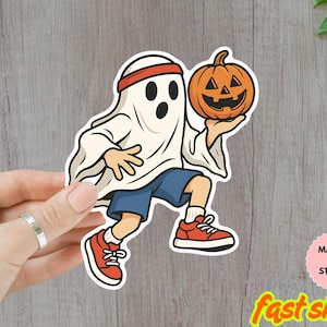 Basketball Geist Aufkleber, perfekt für Halloween Dekor, Laptop Dekoration, Halloween Aufkleber, Journaling, Geschenk für Geist Liebhaber