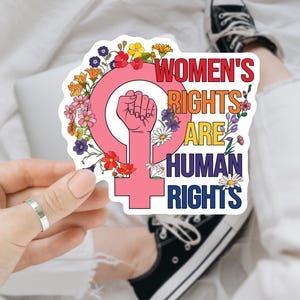 Floral Love Human Rights Women Rights LGBTQ Sticker/Car Magnet, Pro Women Sticker, Women Rights, Equal Rights, Roe V Wade Waterproof Sticker