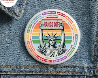 Statue of liberty hands off Pin, Anti-Trump Political Pin Statue of Liberty Pin I&#39;m With Her Pins Pinback Button