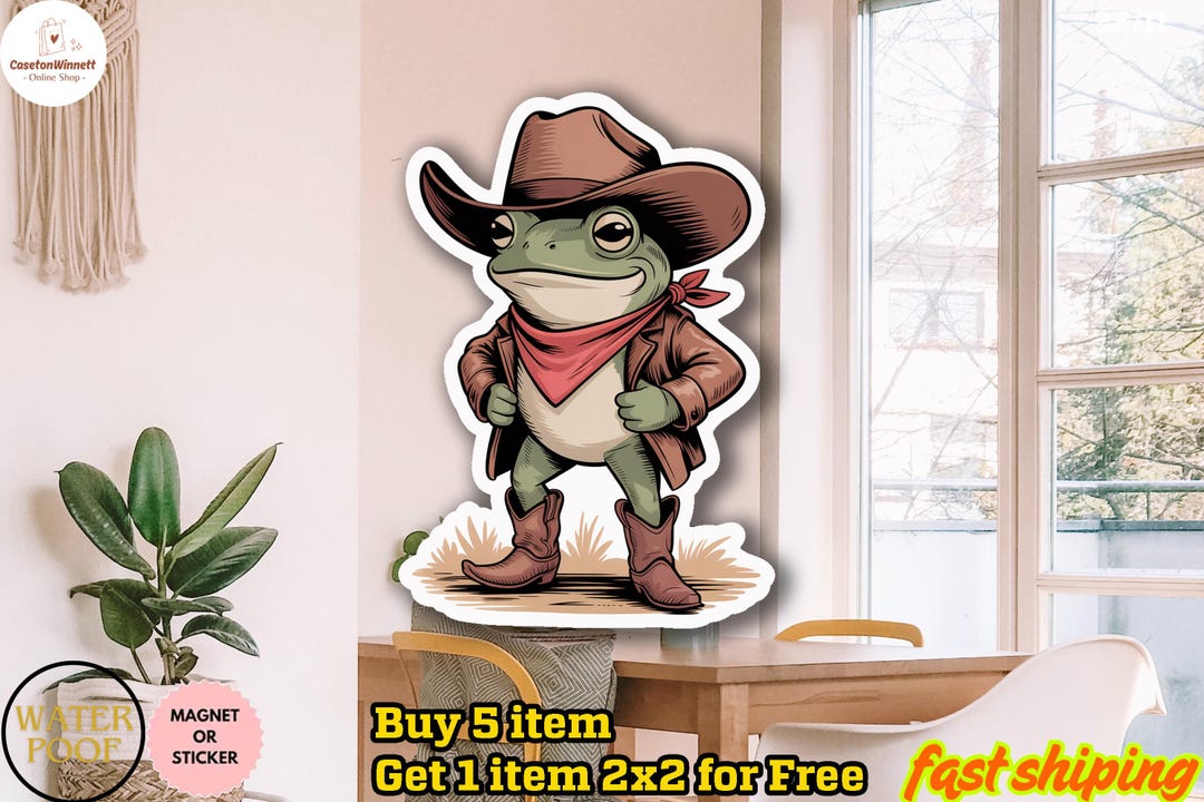 Cowboy Frog Sticker Cowboy Frog Sticker/car Magnet, Cute Western Toad Decal, Waterproof ...