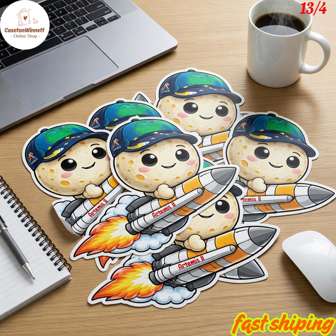Artemis II Moon Mission Mascot Rise Sticker Pack, NASA Zero-g Indicator ...