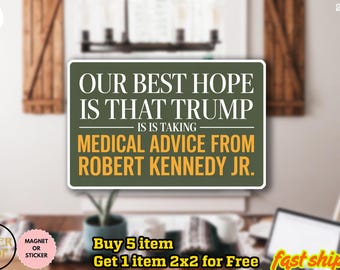Zabawna naklejka/magnes na samochód przeciwko Trumpowi, naklejka przeciwko Robertowi Kennedy'emu Jr., naklejka Science Matters, naklejka aktywisty medycznego, naklejka polityczna