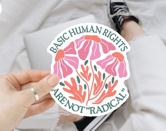 Adesivo/Auto "I diritti umani fondamentali non sono radicali", attivismo per la giustizia sociale, borraccia in vinile impermeabile socialista liberale