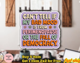 Fall of Democracy Sticker/Car Magnet, Feminist Sticker, Pro Women Sticker, Social Justice Sticker, Human Rights Sticker, Bad Mood Sticker