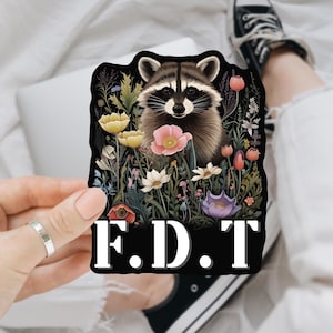 Racoon FDT Floral Anti Trump Sticker/Car Magnet, FDT Progressive Political Sticker, Wildflower Liberal Protest Sticker, Pro-Democrat