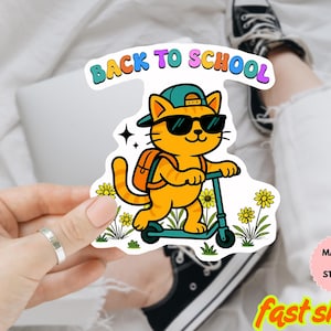 Back to School Sticker or Car Magnet, Teacher Sticker, Funny Cat Sticker, Cute Sticker, Cat Back to School Decal, Gift for Children, Sticker