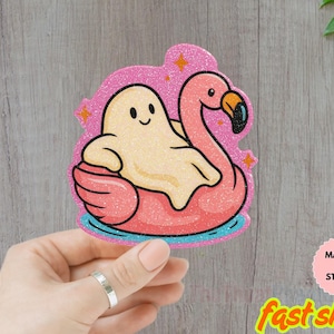 Summerween Ghost Aufkleber/Magnet, Süßer Geist Sticker Aufkleber, Sommer Gruseliger Aufkleber, Sommergeister Aufkleber, Summerween Design, Ghost Design