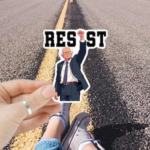 Fight Oligarchy AOC Bernie Sticker, Anti Trump Sticker for Journal, Resist sticker