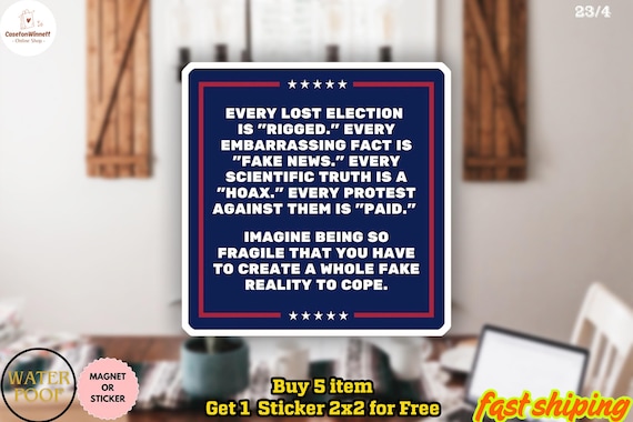 Anti Trump Sticker/Car Magnet, Election Protest Decal, Anti Democrat Political Humor Vinyl Decal