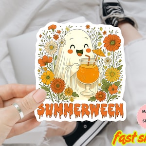 Summerween Ghost Aufkleber, süßes Geist-Aufkleber-Set, Sommer-Spooky-Aufkleber-Set, Sommergeister Aufkleber, Summerween Design, Ghost Design