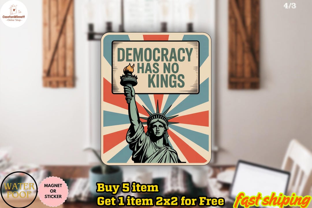 Democracy Has No Kings Sticker, Statue of Liberty Decal, Pro Democracy ...
