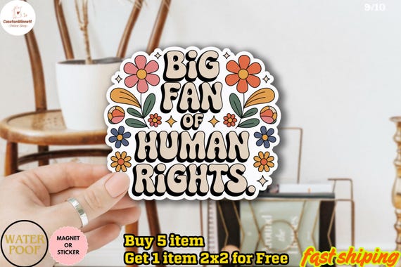 Big Fan of Human Rights Car Magnet or Bumper Sticker/Car Magnet, Funny Liberal Car Decal, Anti Trump Magnet, Political Sticker,Democrat Gift