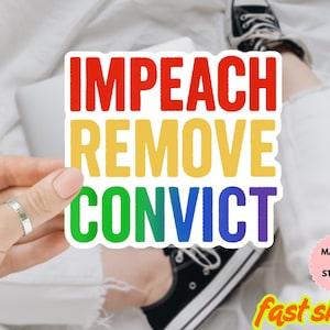 Impeach Remove Convict No Kings Sticker/Car Magnet, Vinyl Decal, Sticker Pack, Anti-Trump Protest Sticker,Red White & Blue Political Sticker