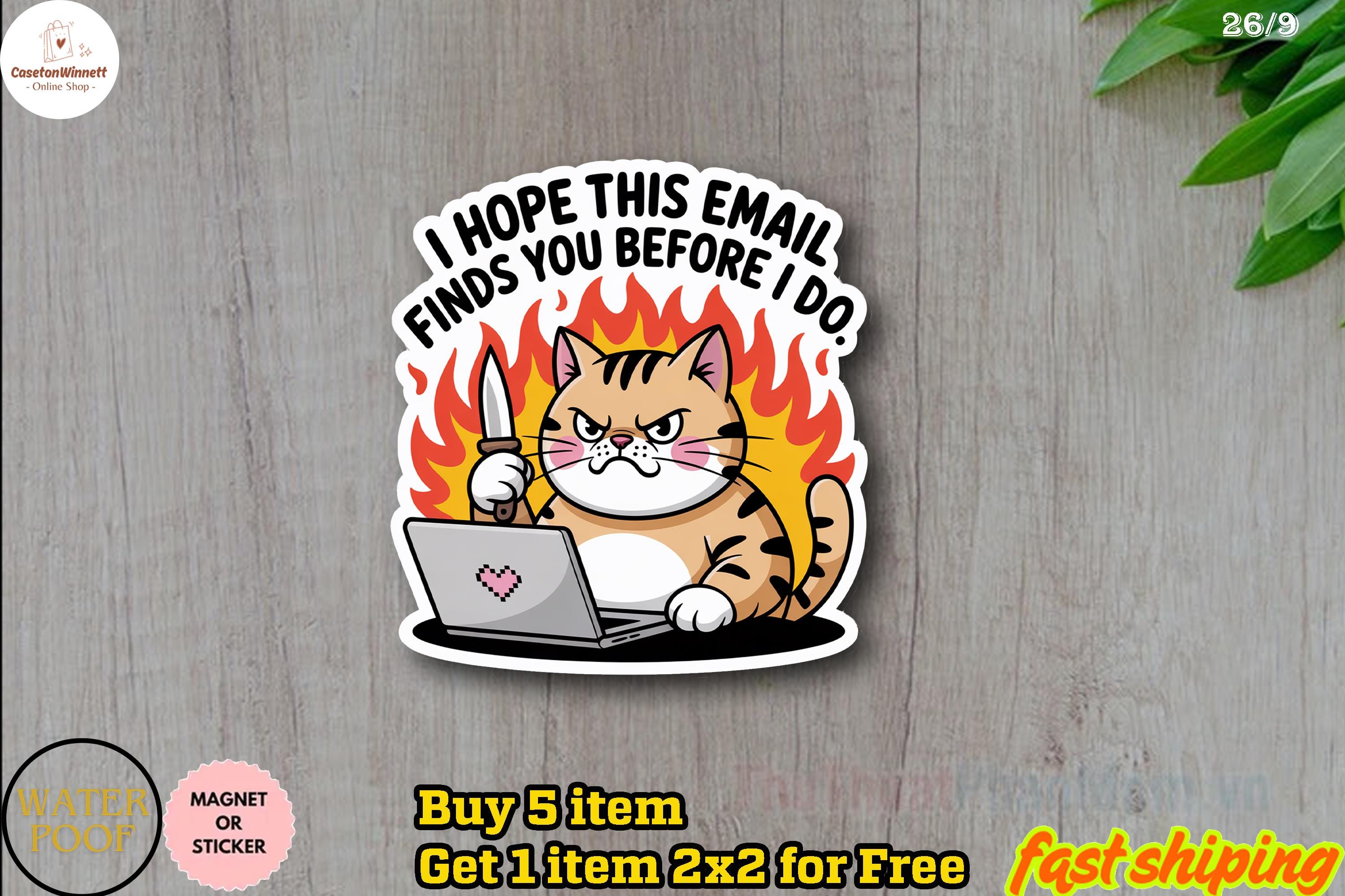 Office cat DTF A4 - with slogan of your choice (maximum two lines), image size:3000x2000