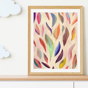 Rainbow Abstract Art Print: Boho Framed Wall Decor
