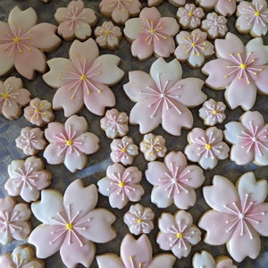 Sakura 2, Cherry Blossom sugar cookies, assorted sizes, custom colors