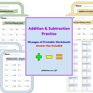 Addition and Subtraction Practice Worksheets