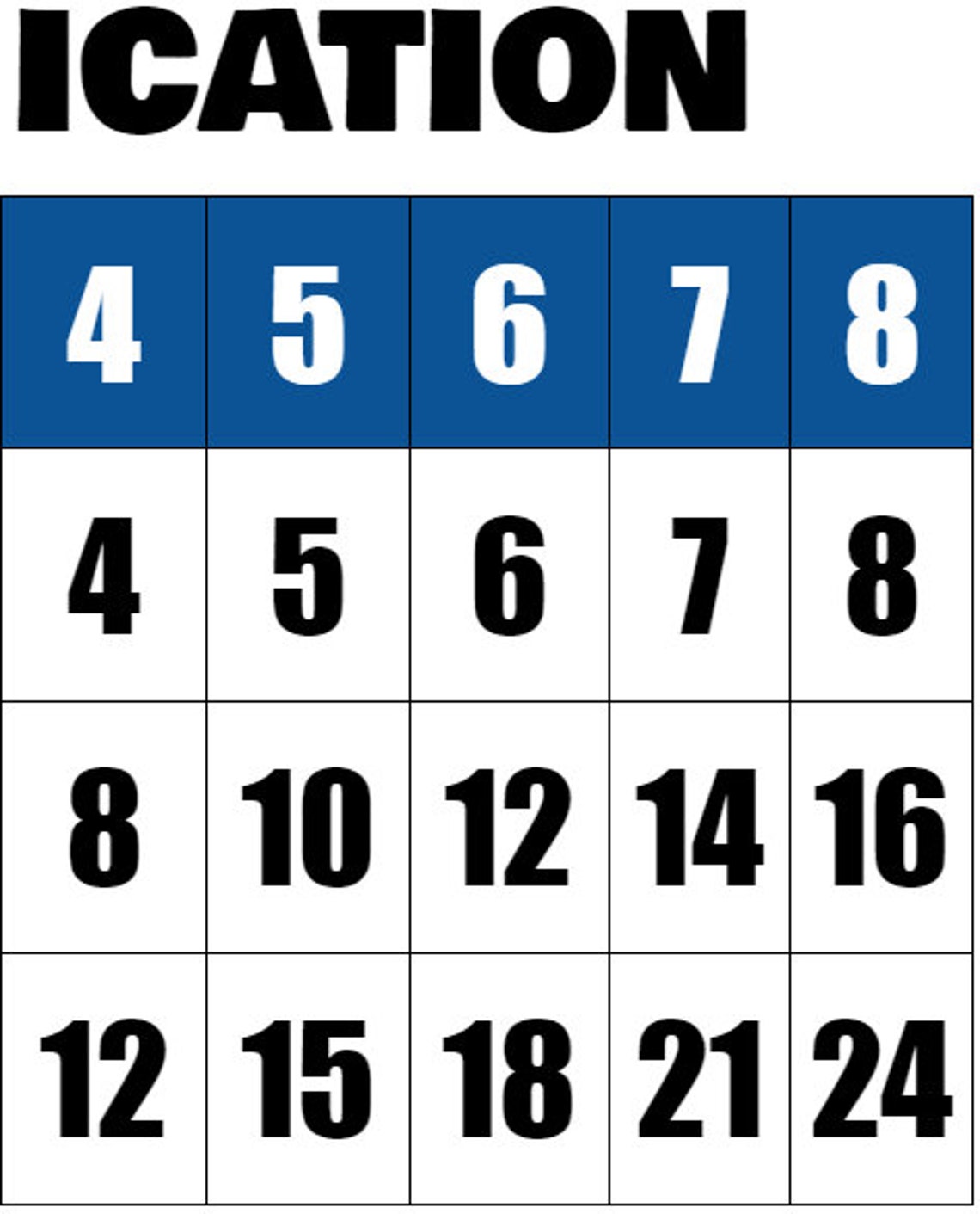 Kids Easy Multiplication Chart Printable