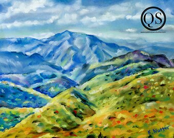 Asheville art, North Carolina, autumn fall, Pastel Landscape Painting, Scenic, colorful, NC scenery, Blue Ridge Mountains