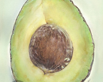 Holy Guacamole, Bright Cheerful Avocado Fruit Kitchen fine art Illustration from original painting