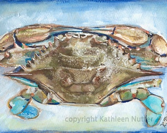 The One, Maryland Blue Crab Painting, Crab Art, Coastal Art, Beach House Design, Crabbing, Nautical, Decor, Fine Art