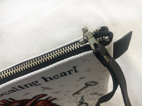Be Still My Beating Heart Zipper Accessories Bag, Hand Drawn