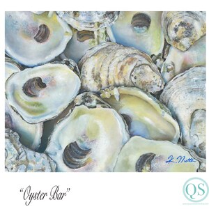Oyster Bar, Signed Archival Print from Original Watercolor Painting, oyster shells fine art by Kathleen Nutter