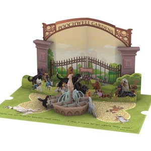 Parque Para Cães Paraíso! Um cartão pop-up 3D. Um feliz aniversário, dia das mães, dia dos pais, melhoras, amizade ou cartão de agradecimento.