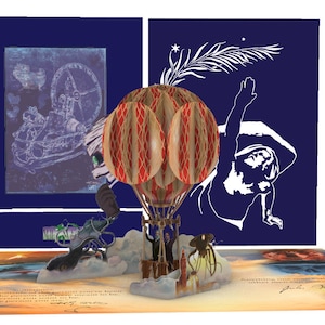 Carte pop-up Sci-Fi Fathers ! Avec H.G Wells et Jules Verne. Carte parfaite pour un anniversaire, la fête des pères, une remise de diplôme ou des félicitations !