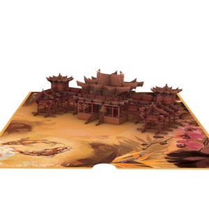 Byodo-In buddhistischer Tempel auf Hawaii. 3D Pop-Up Karte. Perfekt für Muttertag, Geburtstag, Dankeschön, Sympathie, Freundschaft oder Hochzeiten!